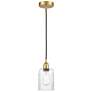 Edison Hadley 5" Satin Gold Cord Hung Mini Pendant w/ Clear Shade