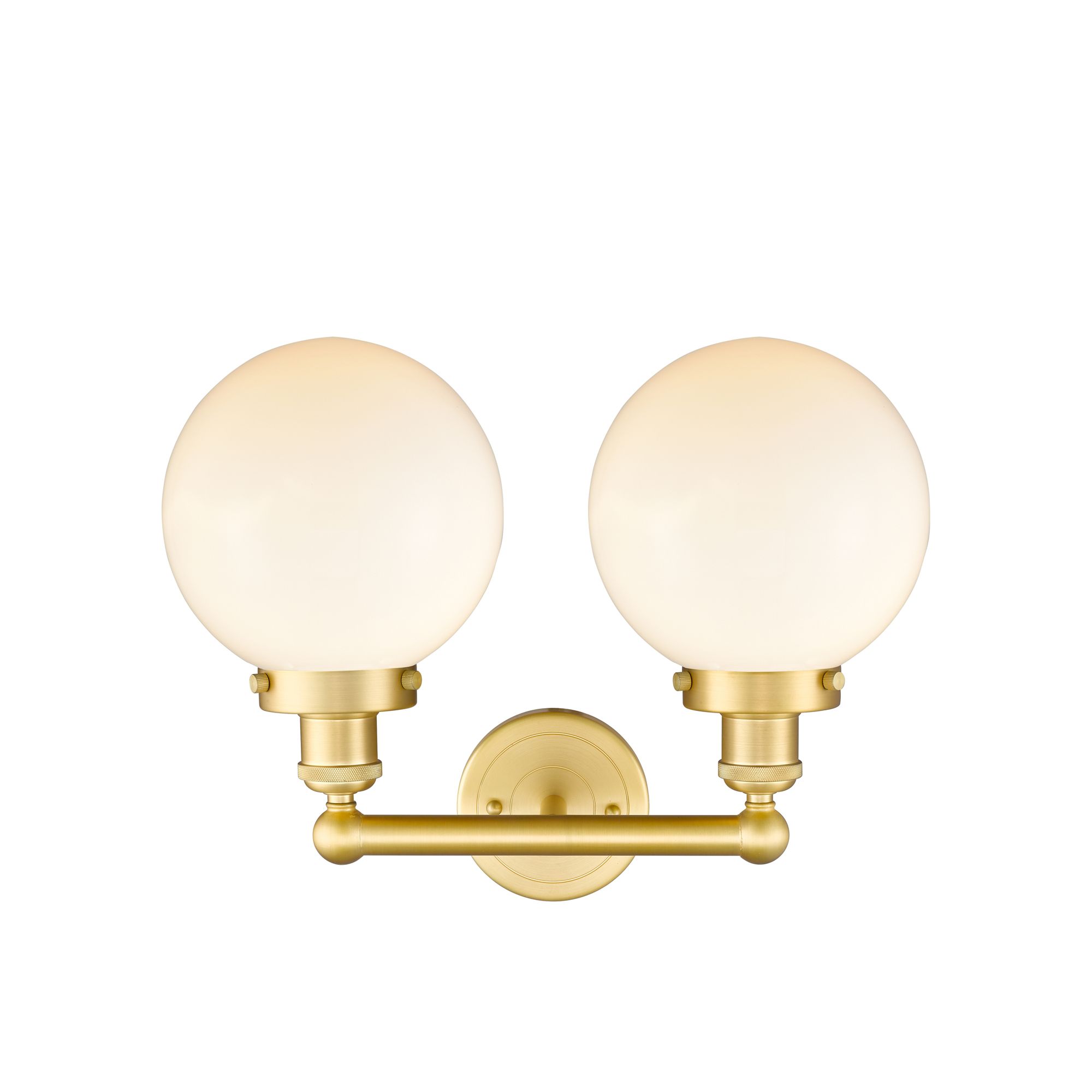 Image 2 Edison Large Beacon 15.5"W 2 Light Satin Gold Bath Light With White Sh more views