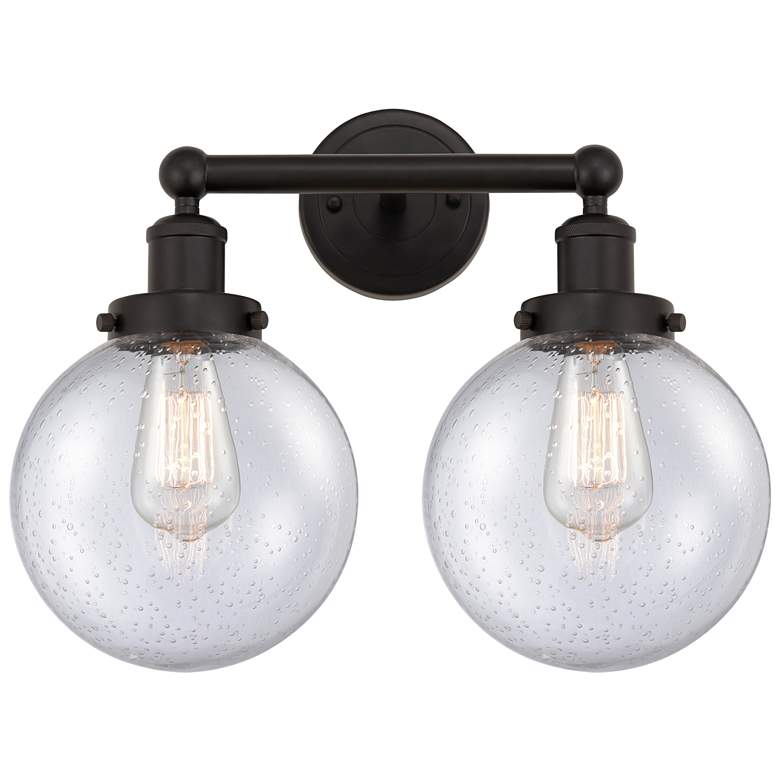 Image 1 Edison Large Beacon 16" 2-Light Bronze Bath Light w/ Mercury Shade