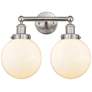 Edison Large Beacon 16" 2-Light Brushed Nickel Bath Light w/ White Sha