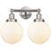 Edison Large Beacon 16" 2-Light Brushed Nickel Bath Light w/ White Sha