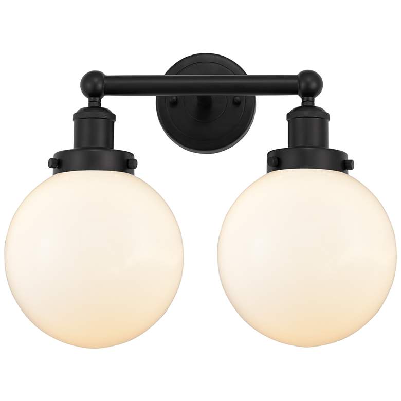 Image 1 Edison Large Beacon 16" 2-Light Matte Black Bath Light w/ Matte White