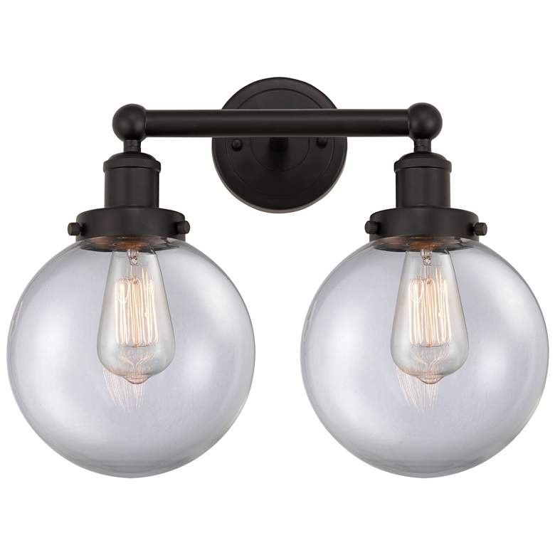 Image 1 Edison Large Beacon 16" 2-Light Oil Rubbed Bronze Bath Light w/ Clear