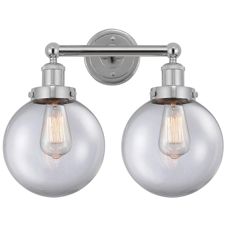 Image 1 Edison Large Beacon 16" 2-Light Polished Chrome Bath Light w/ Clear Sh