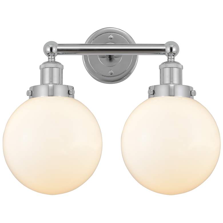 Image 1 Edison Large Beacon 16" 2-Light Polished Chrome Bath Light w/ White Sh