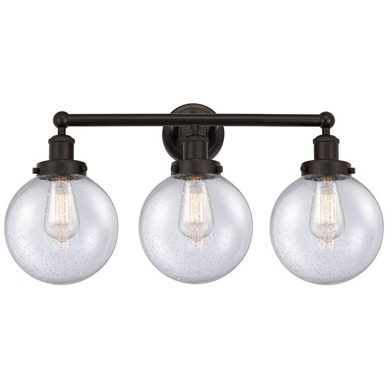 Image 1 Edison Large Beacon 25" 3-Light Bronze Bath Light w/ Mercury Shade