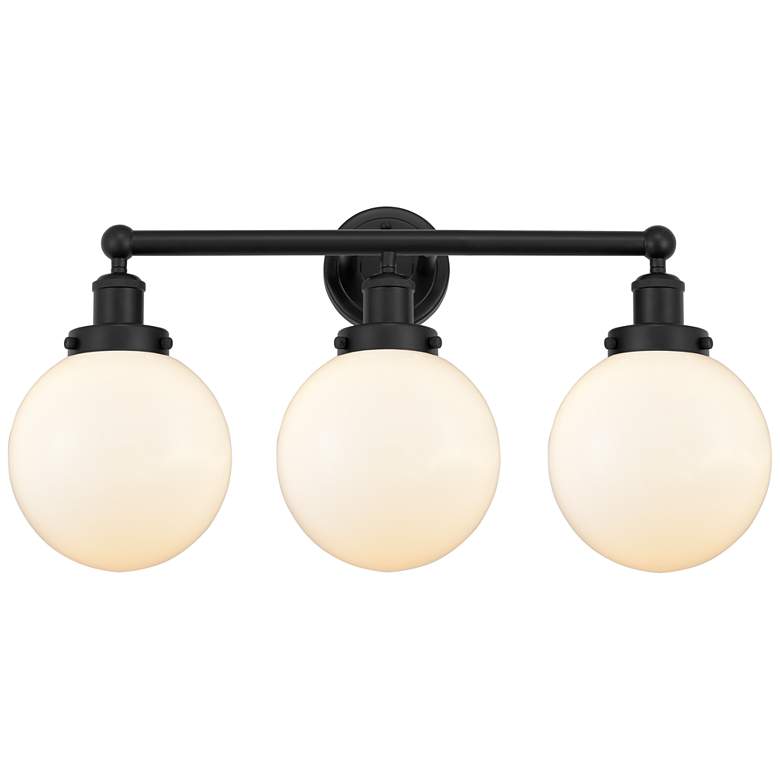 Image 1 Edison Large Beacon 25" 3-Light Matte Black Bath Light w/ Matte White