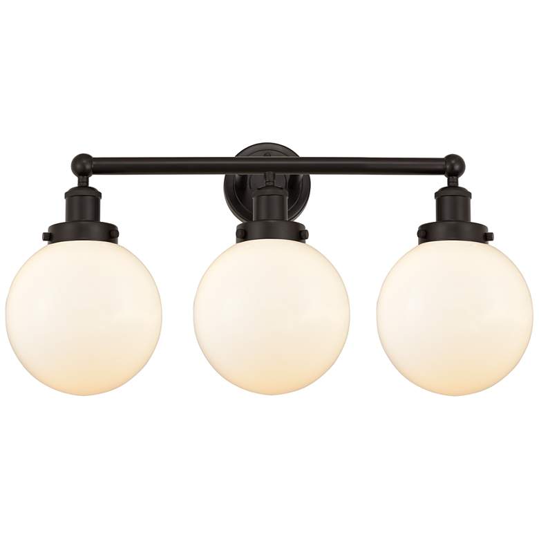 Image 1 Edison Large Beacon 25" 3-Light Oil Rubbed Bronze Bath Light w/ White