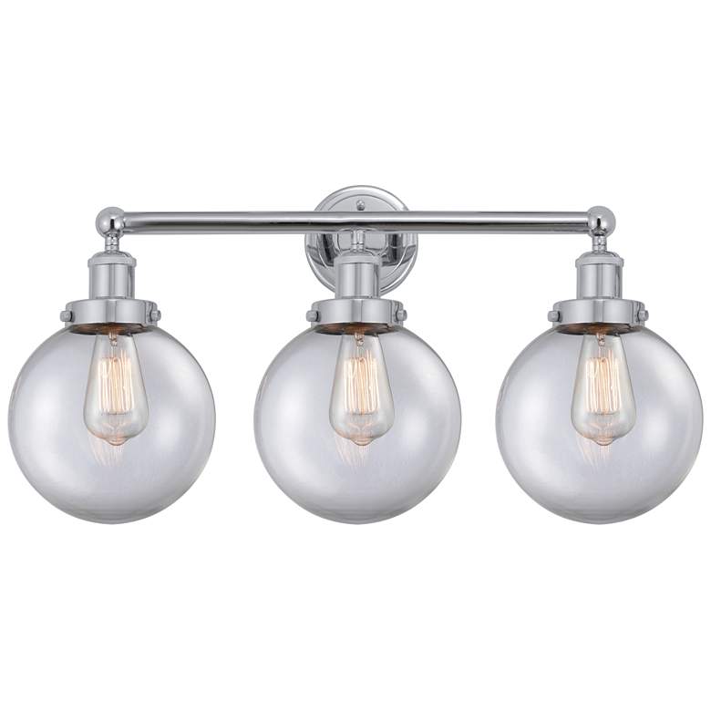 Image 1 Edison Large Beacon 25" 3-Light Polished Chrome Bath Light w/ Clear Sh