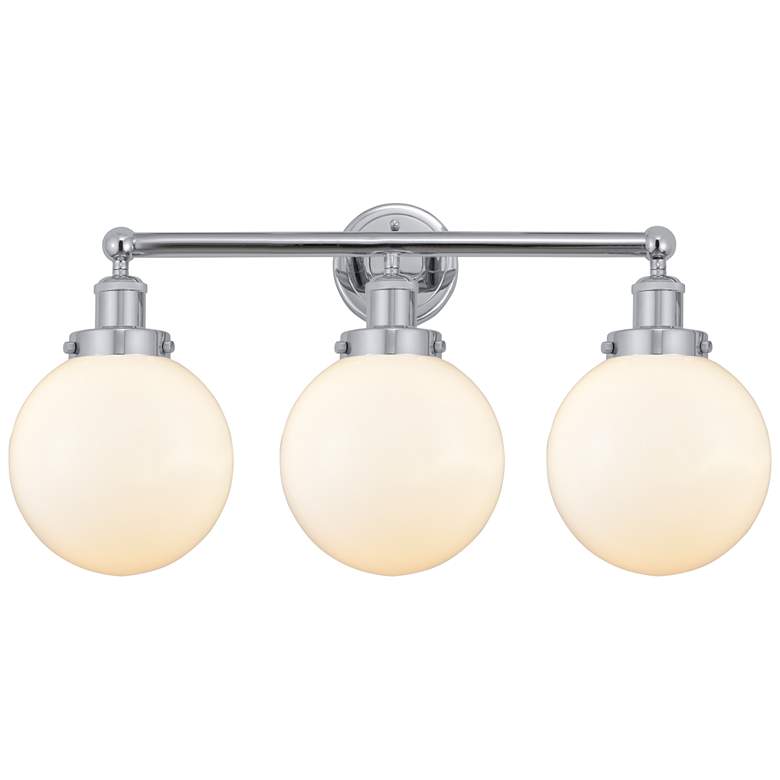 Image 1 Edison Large Beacon 25" 3-Light Polished Chrome Bath Light w/ White Sh