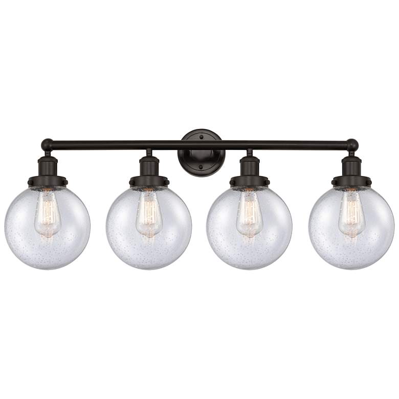 Image 1 Edison Large Beacon 34" 4-Light Bronze Bath Light w/ Mercury Shade