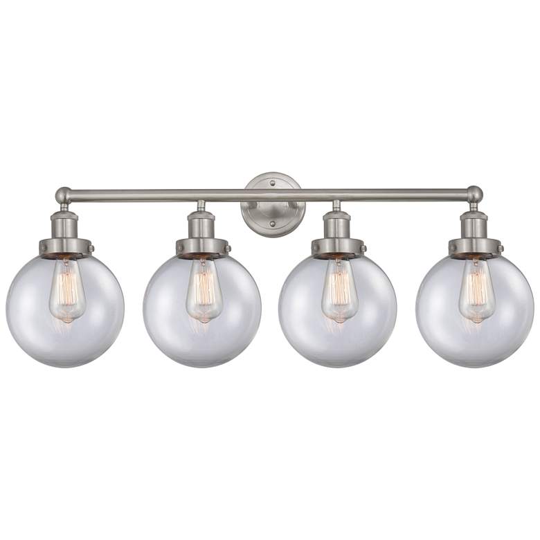Image 1 Edison Large Beacon 34" 4-Light Brushed Nickel Bath Light w/ Clear Sha