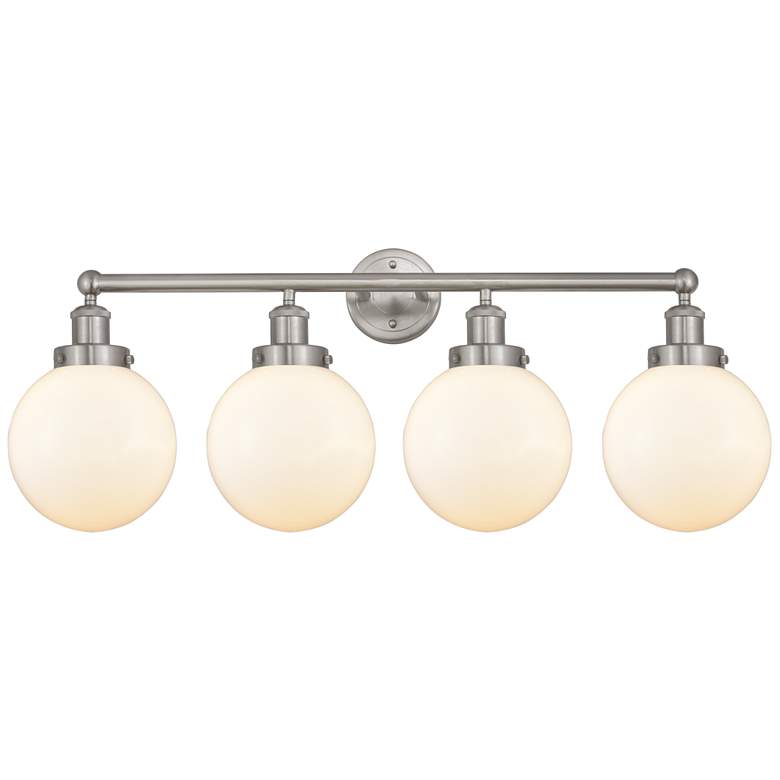 Image 1 Edison Large Beacon 34 inch 4-Light Brushed Nickel Bath Light w/ White Sha