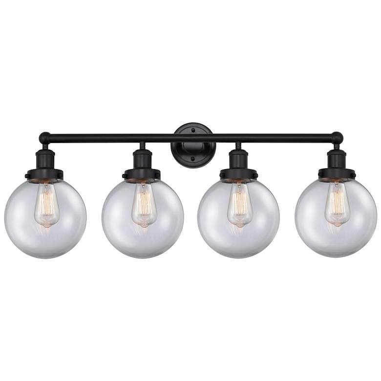 Image 1 Edison Large Beacon 34" 4-Light Matte Black Bath Light w/ Clear Shade