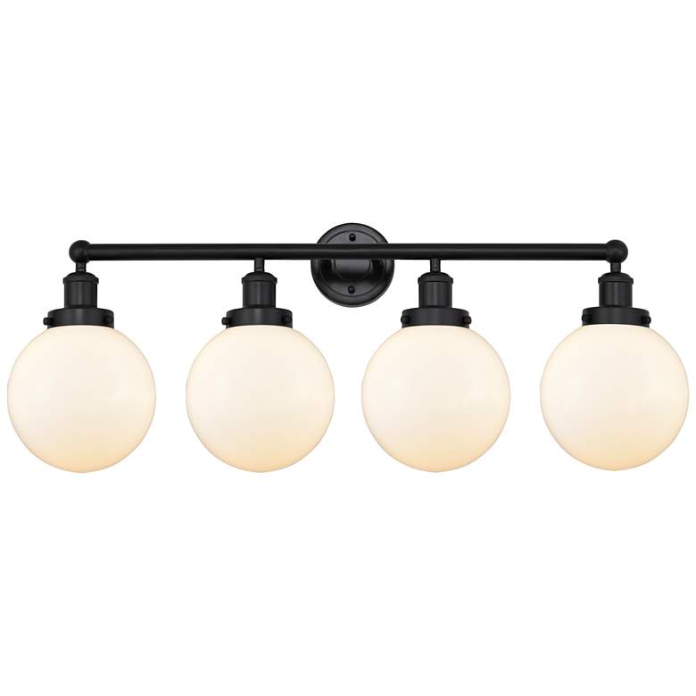 Image 1 Edison Large Beacon 34" 4-Light Matte Black Bath Light w/ Matte White