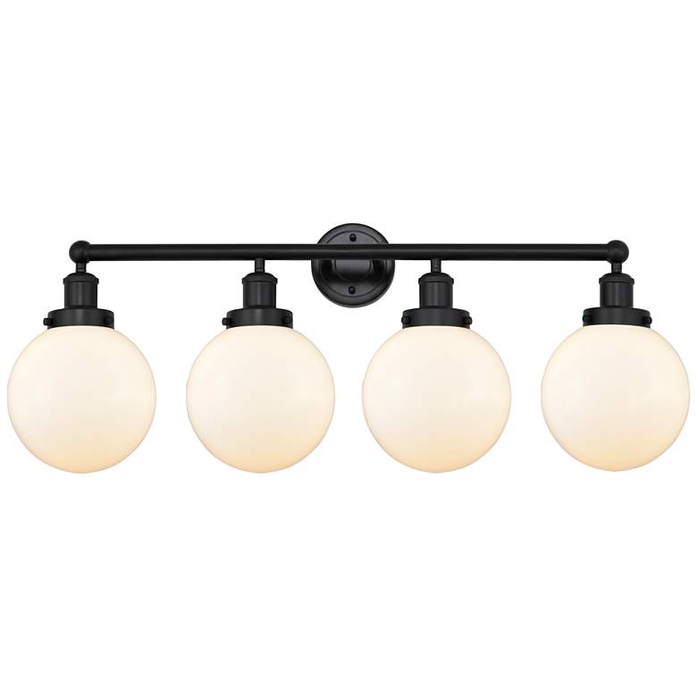 Image 1 Edison Large Beacon 34 inch 4-Light Matte Black Bath Light w/ Matte White 