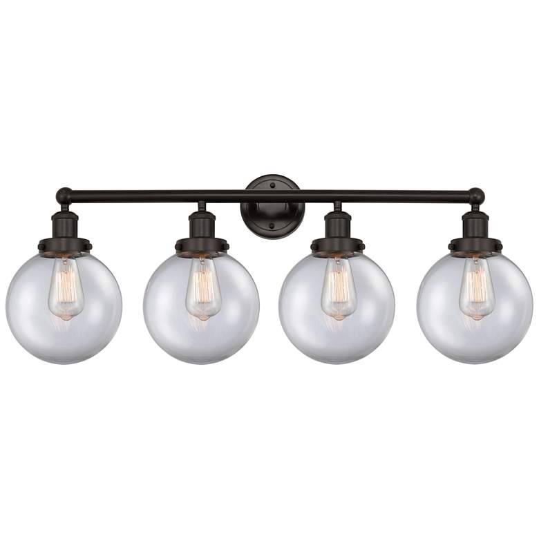 Image 1 Edison Large Beacon 34" 4-Light Oil Rubbed Bronze Bath Light w/ Clear