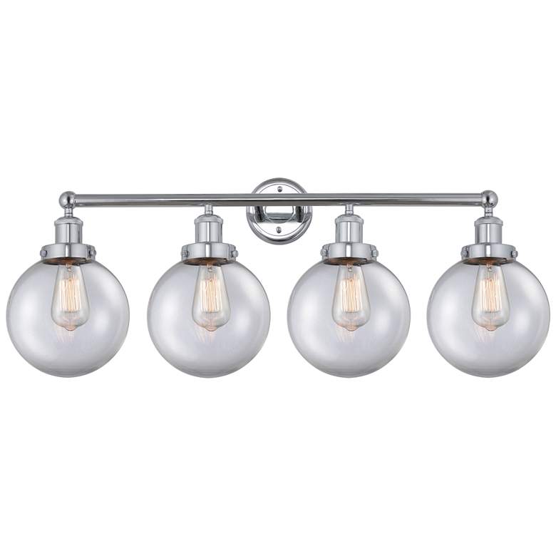 Image 1 Edison Large Beacon 34" 4-Light Polished Chrome Bath Light w/ Clear Sh
