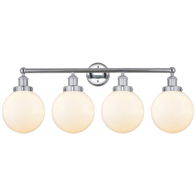 Image 1 Edison Large Beacon 34" 4-Light Polished Chrome Bath Light w/ White Sh
