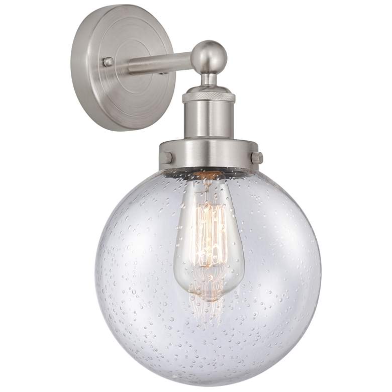 Image 1 Edison Large Beacon 7" Brushed Satin Nickel Sconce w/ Mercury Shade