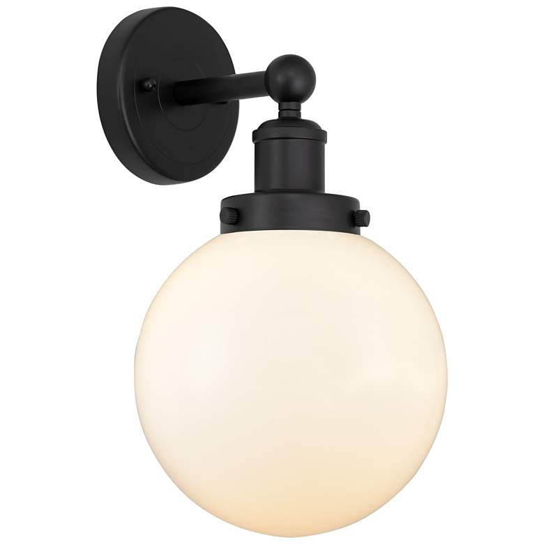 Image 1 Edison Large Beacon 7" Matte Black Sconce w/ Matte White Shade