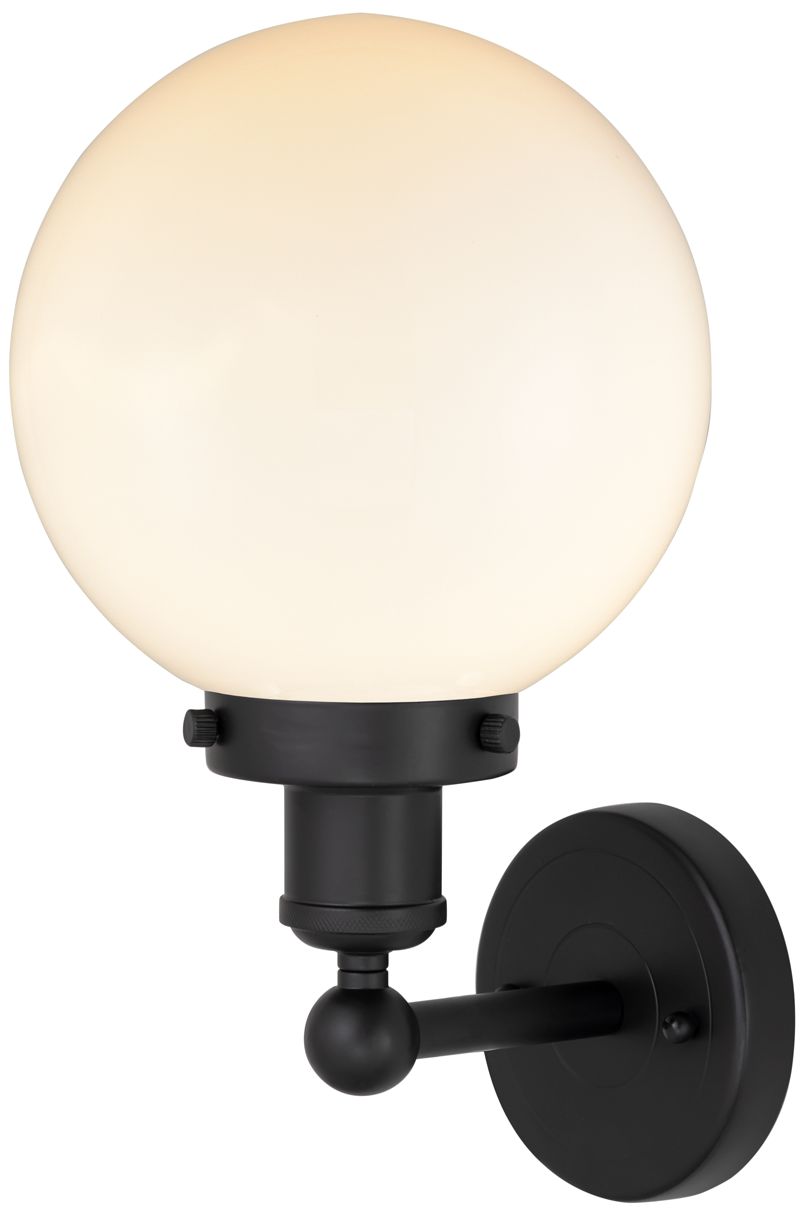 Image 3 Edison Large Beacon 7" Matte Black Sconce w/ Matte White Shade more views
