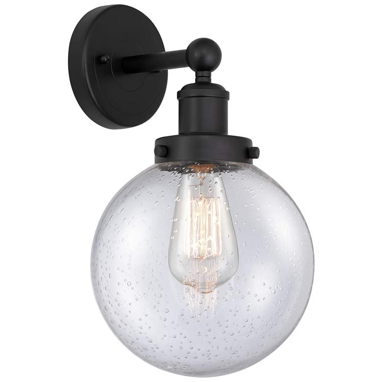 Image 1 Edison Large Beacon 7" Matte Black Sconce w/ Mercury Shade