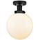 Edison Large Beacon 7" Matte Black Semi Flush Mount w/ Matte White Sha
