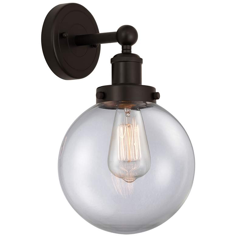 Image 1 Edison Large Beacon 7" Oil Rubbed Bronze Sconce w/ Clear Shade
