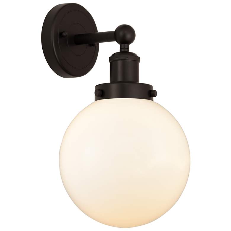 Image 1 Edison Large Beacon 7" Oil Rubbed Bronze Sconce w/ Matte White Shade