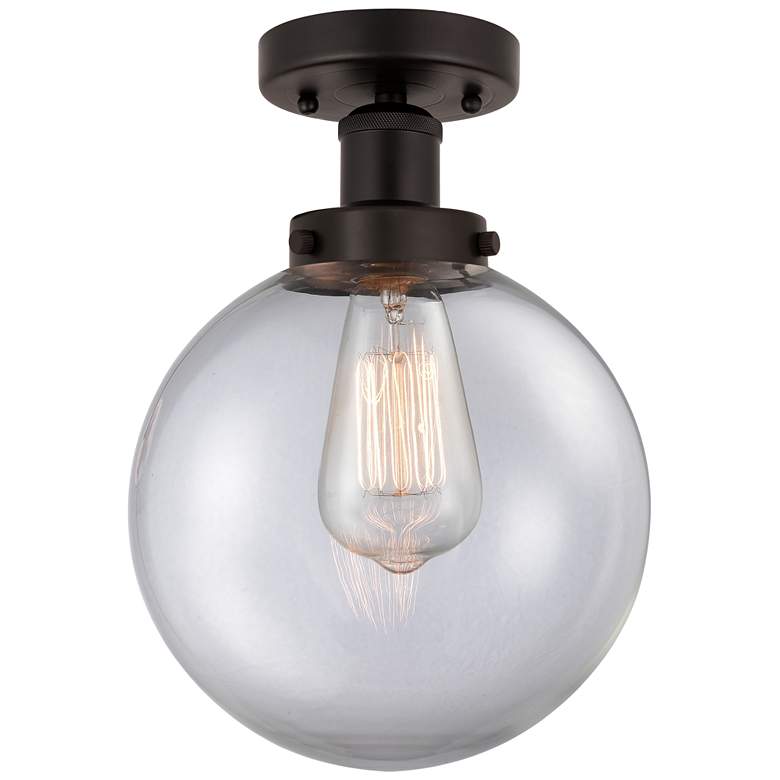 Image 1 Edison Large Beacon 7" Oil Rubbed Bronze Semi Flush Mount w/ Clear Sha