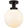Edison Large Beacon 7" Oil Rubbed Bronze Semi Flush Mount w/ White Sha