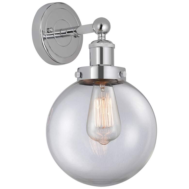 Image 1 Edison Large Beacon 7 inch Polished Chrome Sconce w/ Clear Shade