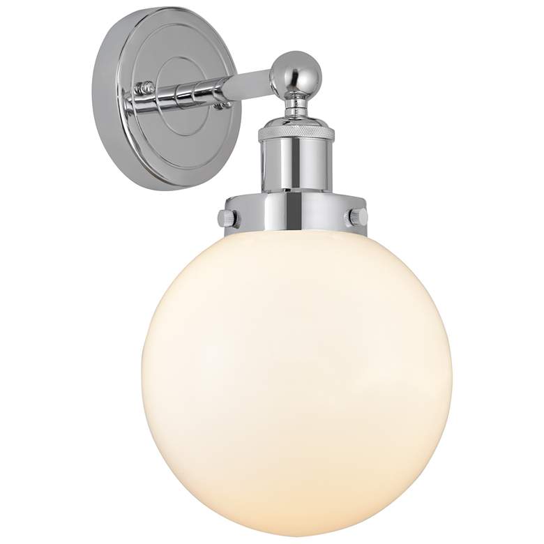 Image 1 Edison Large Beacon 7 inch Polished Chrome Sconce w/ Matte White Shade