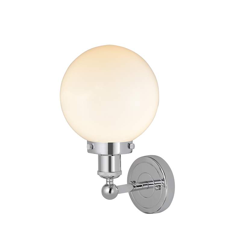 Image 2 Edison Large Beacon 7" Polished Chrome Sconce w/ Matte White Shade more views