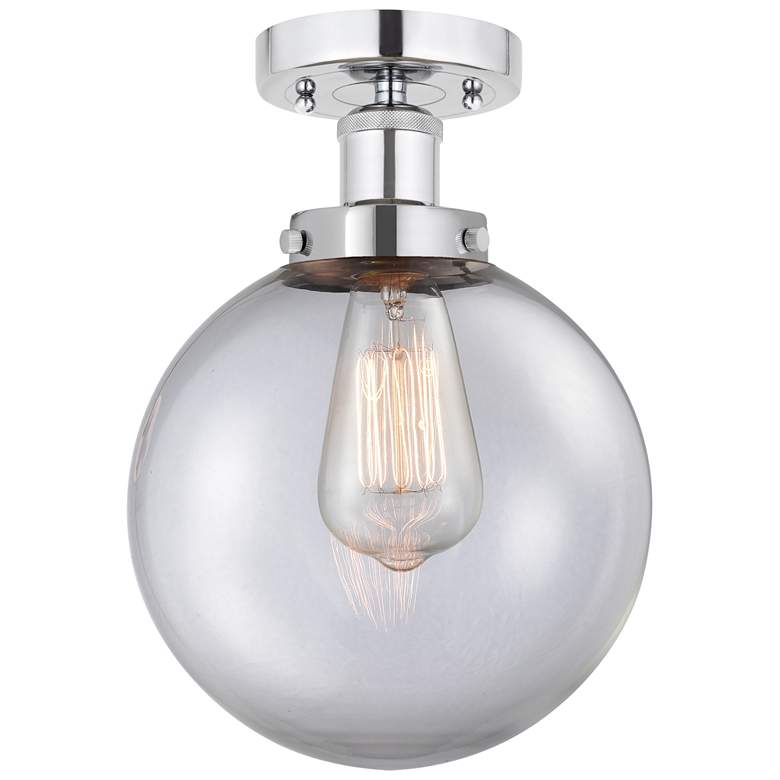 Image 1 Edison Large Beacon 7" Polished Chrome Semi Flush Mount w/ Clear Shade
