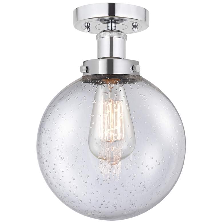 Image 1 Edison Large Beacon 7" Polished Chrome Semi Flush Mount w/ Mercury Sha