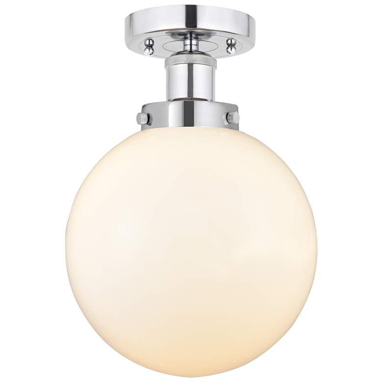 Image 1 Edison Large Beacon 7" Polished Chrome Semi Flush Mount w/ White Shade