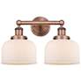 Edison Large Bell 15.5"W 2 Light Antique Copper Bath Light With White 