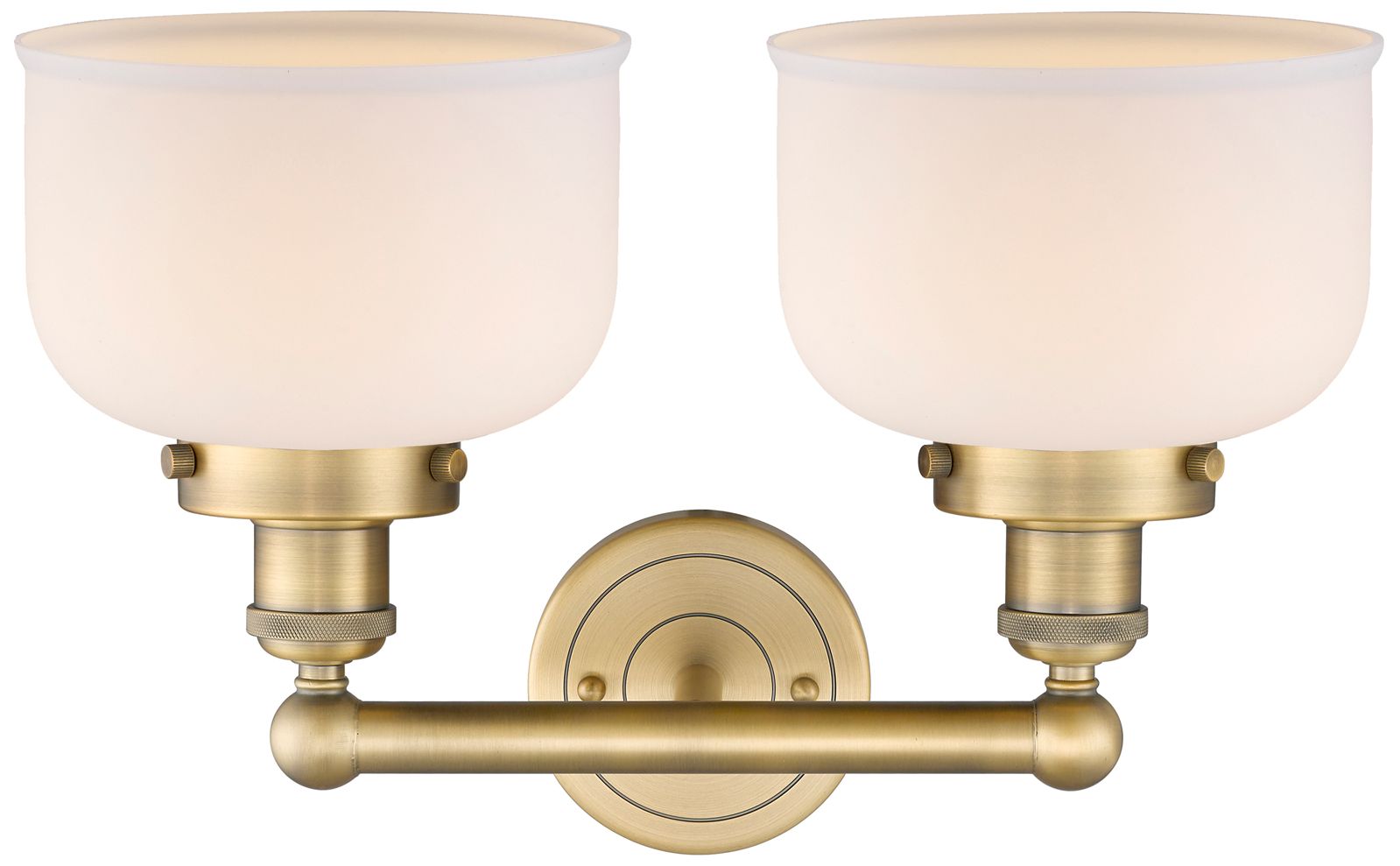 Image 2 Edison Large Bell 15.5"W 2 Light Brushed Brass Bath Light With White S more views
