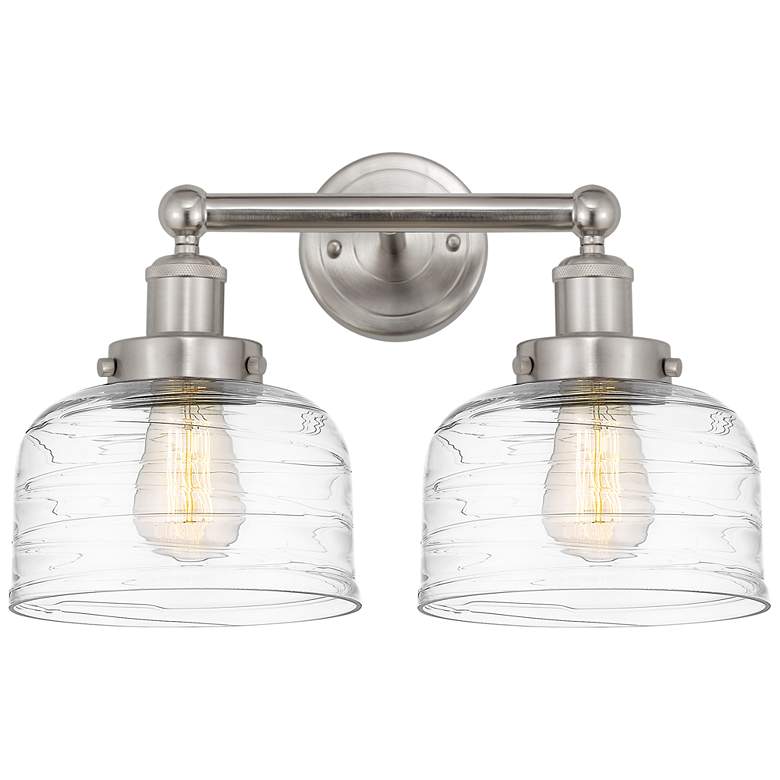 Image 1 Edison Large Bell 16" 2-Light Brushed Satin Nickel Bath Light w/ Deco