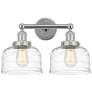 Edison Large Bell 16" 2-Light Chrome Bath Light w/ Deco Swirl Shade