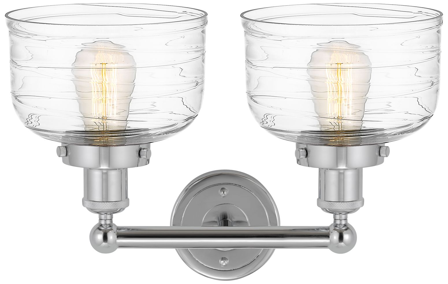 Image 5 Edison Large Bell 16" 2-Light Chrome Bath Light w/ Deco Swirl Shade more views