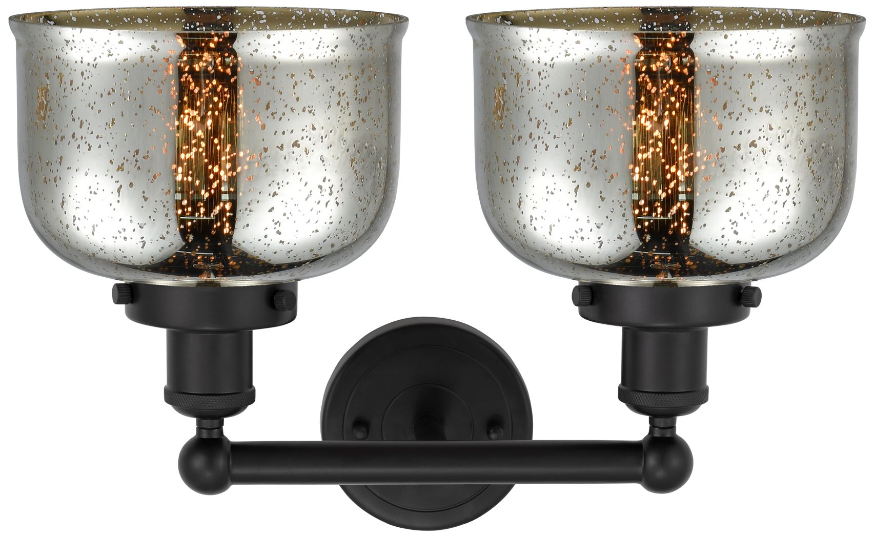 Image 5 Edison Large Bell 16" 2-Light Matte Black Bath Light w/ Mercury Shade more views