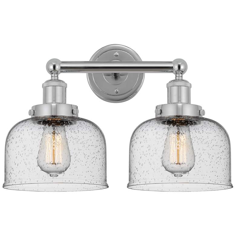 Image 1 Edison Large Bell 16" 2-Light Polished Chrome Bath Light w/ Seedy Shad