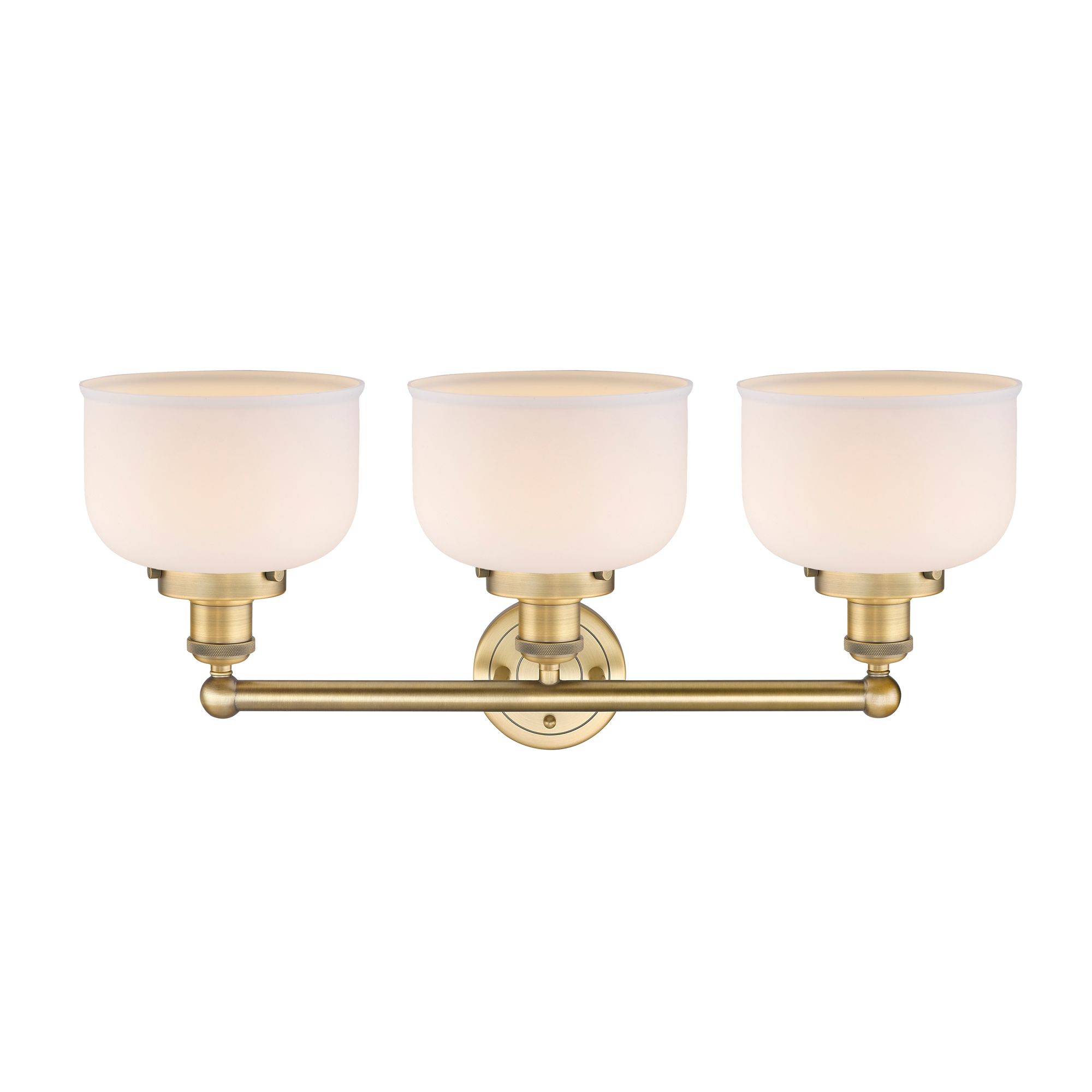 Image 2 Edison Large Bell 24.5"W 3 Light Brushed Brass Bath Light With White S more views