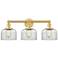 Edison Large Bell 24.5"W 3 Light Satin Gold Bath Light With Clear Shad