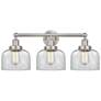 Edison Large Bell 25" 3-Light Brushed Nickel Bath Light w/ Clear Shade