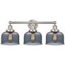 Edison Large Bell 25" 3-Light Brushed Nickel Bath Light w/ Smoke Shade