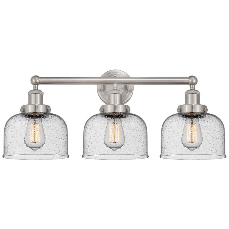 Image 1 Edison Large Bell 25" 3-Light Brushed Nickel Bath Light w/ Smoked Shad